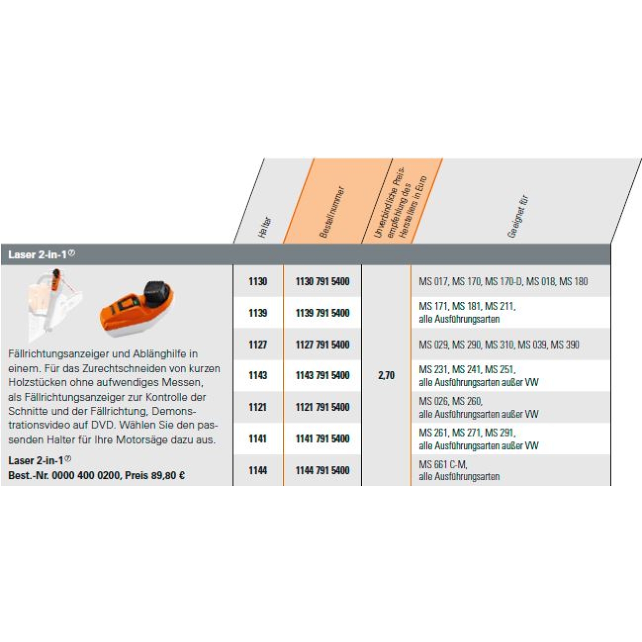 Halter 1121 für STIHL Laser 2-in-1